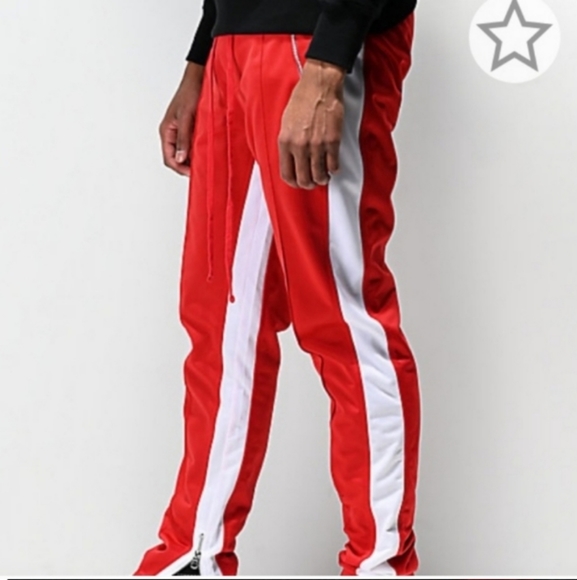Ninth Hall Men's Track Pants Joggers Red And White - Picture 2 of 6